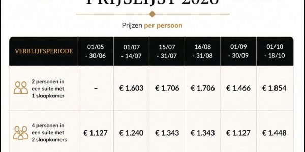 Prijzen 2026 aanbieding
